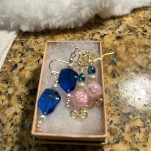 Two pair handmade glass crystal dangle earrings
